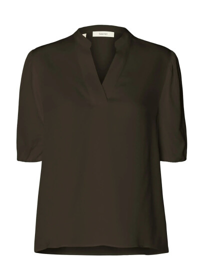Selected Slflaurina 2/4 Sleeve Top Ex Brown 36 Selected Slflaurina 2/4 Sleeve Top Ex Brown 36