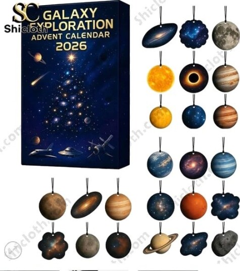 Nedtellingskalender til jul – 24 dagers nedtelling til jul med hengende ornamenter Galaxy Exploration Adventskalender Blind Box