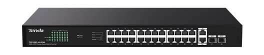 Tenda Teg1128p-24-410W, Uhåndtert, Gigabit Ethernet (10/100/1000), Strøm Over Ethernet (Poe), Rack-Montering, Kan Monteres På Vegg