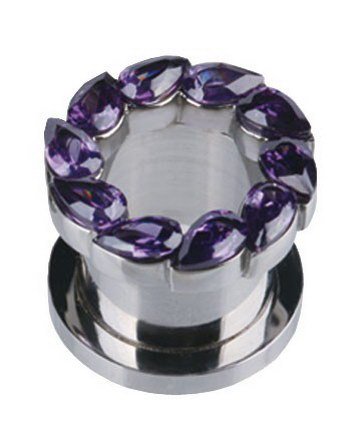 Drip Drop Purple Sølvfarget Piercing Tunnel Strl 12 mm