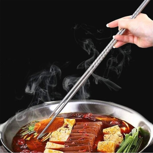Lange spisepinner / chopsticks i rustfritt stål - 38 cm Lange spisepinner / chopsticks i rustfritt stål - 38 cm