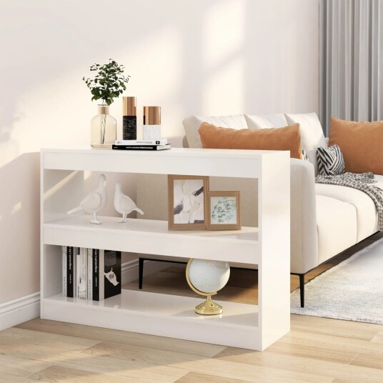 vidaXL Bokhylle/romdeler h?yglans hvit 100x30x72 cm