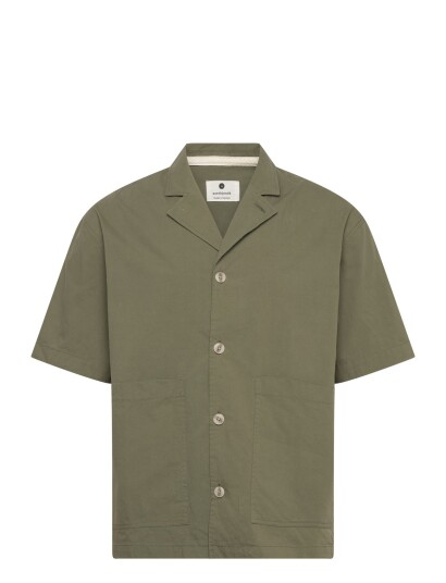 Anerkjendt Akotto Cotton Poplin Ss Overshirt   Khaki green   S