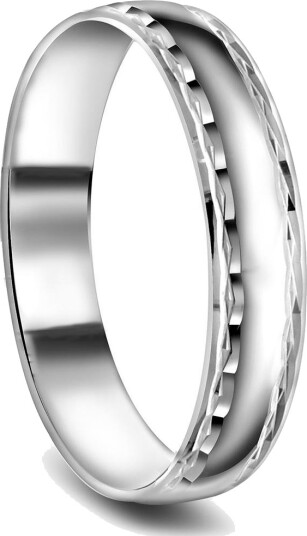 Moments By Pan Jewelry Giftering i 375 hvitt gull med mønster | 4,5 mm bredde