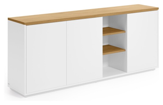 Kave Home Abilen Skjenk - Hvit/Eikefinér, 180x75 Unoliving