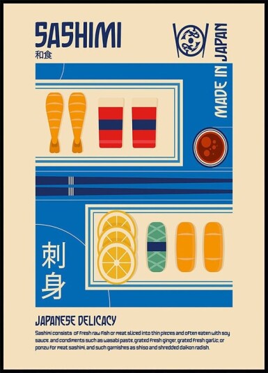 Sashimi Japanese Food Print Plakat / 30x40cm