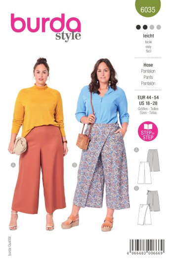 Burda 6035 - Bukser EUR: 44-54, US: 18-28