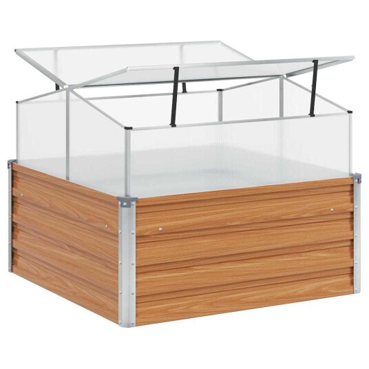 vidaXL Hageplanter med drivhus Lys Brun 100 x 100 x 77 cm