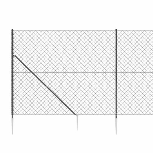 vidaXL Nettinggjerde med stolpespyd 2,2x25 m antrasitt
