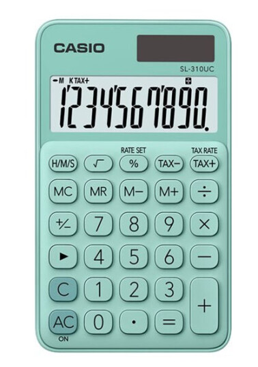 Casio Sl-310Uc - Lommekalkulator - 10 Sifre - Solpanel, Batteri - Grønn