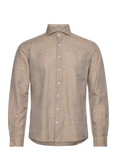 Lindbergh Black 1927: Cotton/Lin Shirt Wf L/S   Beige   XXL