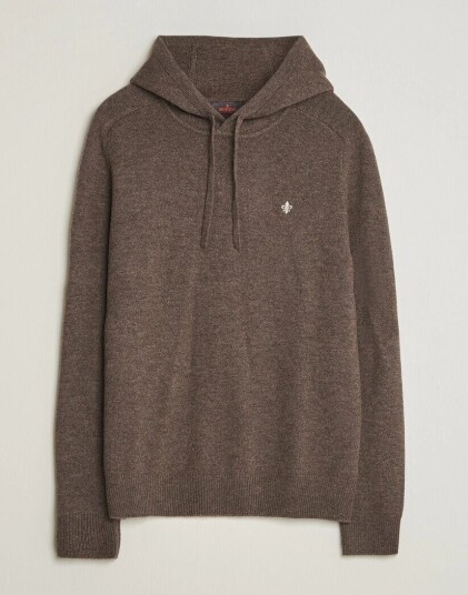 Morris Hertford Lambswool Hoodie Brown