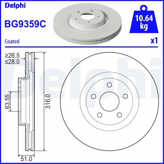 Bremseskive DELPHI BG9359C Bremseskive DELPHI BG9359C