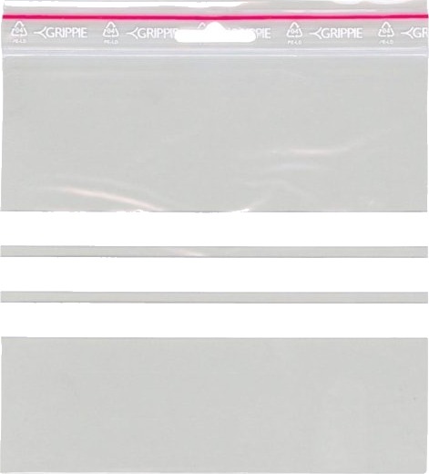 Lynlåspose Grippie 50 Μm 150 X 150 Mm Ld Pe Transparent Med Skrivefelt Lynlåslukning Pakke A 1