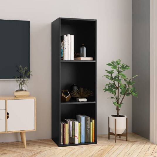  Bokhylle/TV-benk svart 36x30x114 cm konstruert tre