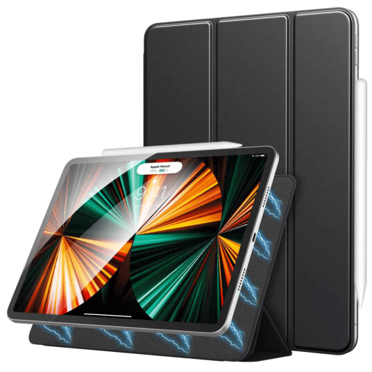 MoKo Premium Tri-fold Ultra Thin Folio smartdeksel for Apple iPad PRO (12.9-tommer) 2021 5.gen svart
