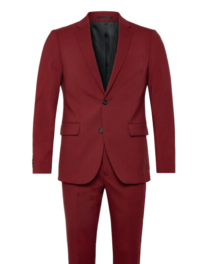 Lindbergh Plain Mens Suit Normal Length Burgundy 56