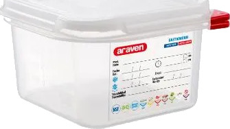 Beholder Araven Lufttæt L17.6Xb16.2Xh10cm 1/6Gn 1.7Ltr Polypropylen Låg Klar,6 Stk/Krt