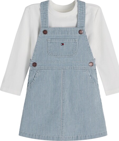 Tommy Hilfiger Sett Genser/Spancer Light Blue Jernbanestripe Tommy Hilfiger 68 Kjole Hvit Lyseblå 62
