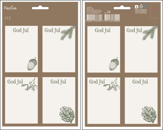 Hedlundgruppen Juletiketter God Jul Brun 12-pakning 56656201