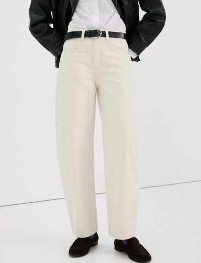 Mango High Waisted Barrel Jeans Cream 44