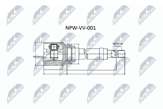 Nty Drivknute drivaksel NTY NPW VV 001 Nty Drivknute drivaksel NTY NPW VV 001