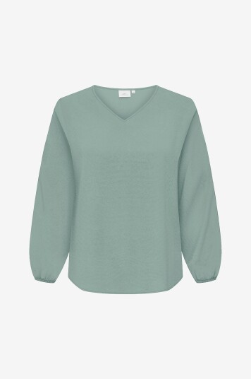Only Carmakoma Bluse carVica Life L/S V neck Wvn Grønn