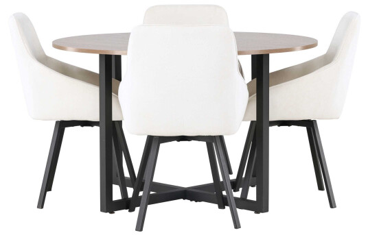 Venture Design Durango & Rosie spisegruppe Beige/valnøtt 4 stoler & bord 120 cm