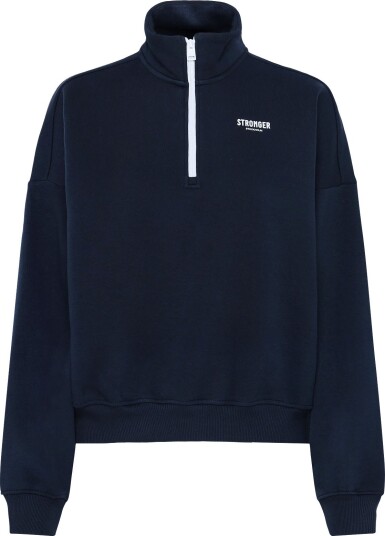 STRONGER Half Zip Sweatshirt   NAVY BLAZER   XS