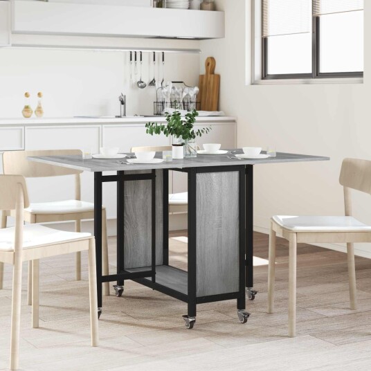 vidaXL Sammenleggbart spisebord med hjul 130 x 80 x 76,5 cm stål PB vidaXL Sammenleggbart spisebord med hjul 130 x 80 x 76,5 cm stål PB