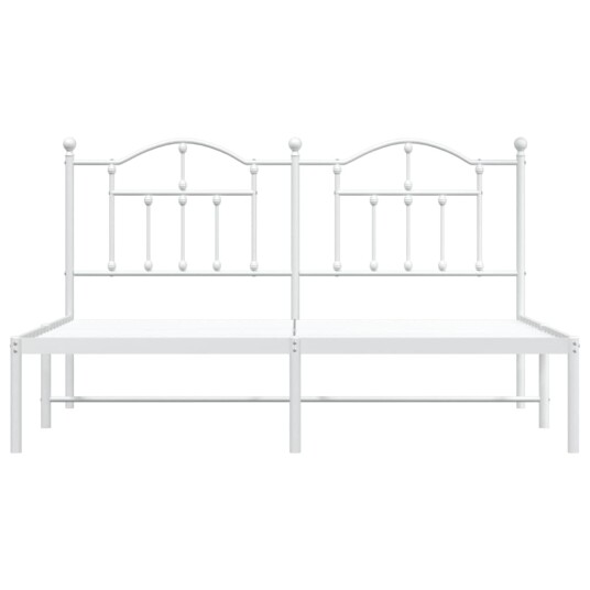 vidaXL Sengeramme i metall med sengegavl hvit 180x200 cm