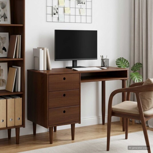 vidaXL Skrivebord BILBAO Mørk karamell 114 x 53 x 75 cm