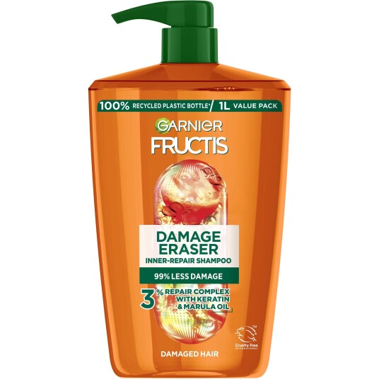 Garnier Fructis Damage Eraser 1000ml Reparasjonssjampo for Skadet Hår
