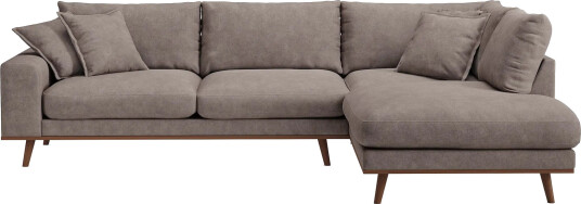Copenhagen Premium 4 personers Højrevendt L formet Dyb Chaiselongsofa i Stoff Brun