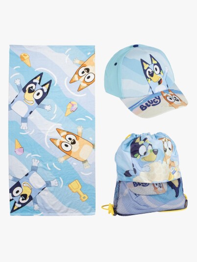 Bluey Håndkle Treningsbag & Kaps Sett Lyseblå
