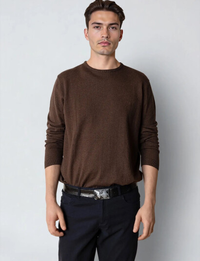 Clean Cut Copenhagen Claude Crewneck Knit - Brown - XL