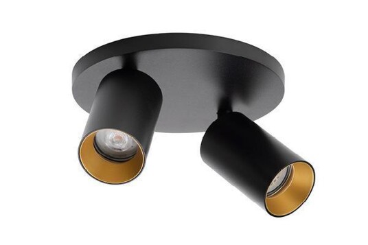 Antidark Spoton Circle takspot 2 lys GU10 - Svart/Gullfarget