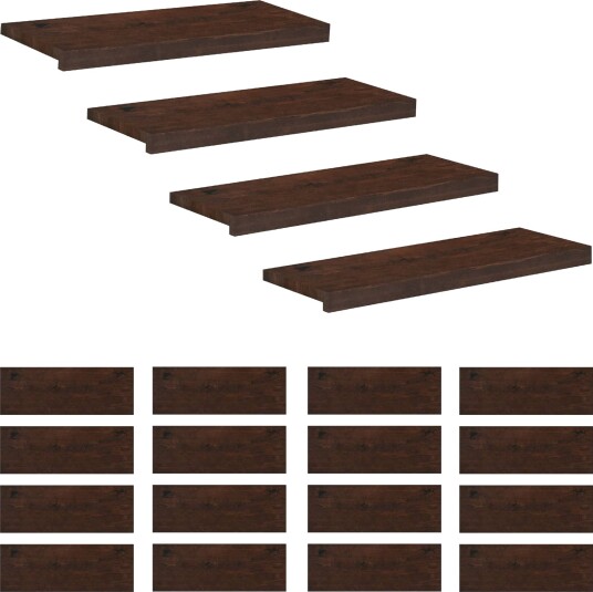 vidaXL Trappetrinn 20 stk. 80 x 30 x 2 cm Mørk brun Massiv bøketre