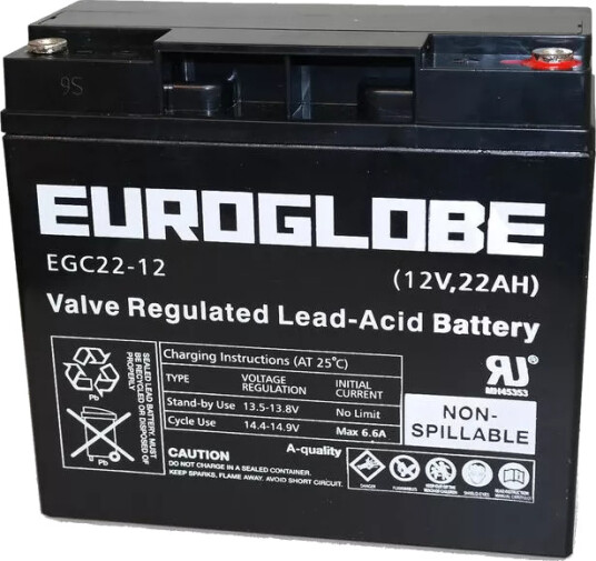 Euroglobe Batteri EGC22 12 22Ah 12v AGM Euroglobe Batteri EGC22 12 22Ah 12v AGM