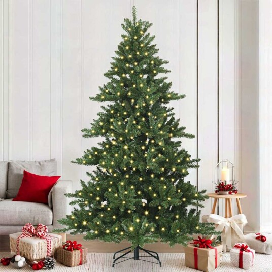  Kunstig sammensatt juletre med 300 LED med stativ 210 cm PVC