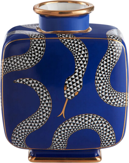 Jonathan Adler Eden firkantet vase marineblå