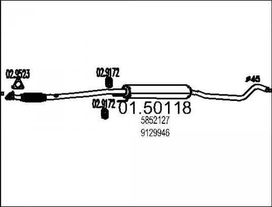Midtre eksospotte MTS 01.50118 Midtre eksospotte MTS 01.50118