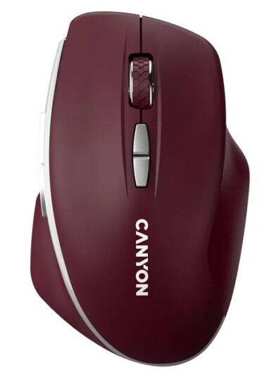 Canyon Mw-21, Wireless Optical Mouse, Usb Connector, Blue Led Sensor, 800/1,200/1,600 Dpi, 3 Print, Maroon