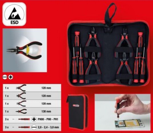 Ks Tools Verktøysett 10 deler med 2-komponent håndtak, svart forkrommet Ks Tools Verktøysett 10 deler med 2-komponent håndtak, svart forkrommet