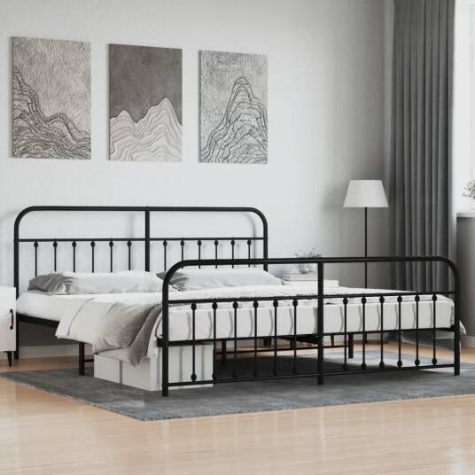 vidaXL Sengeramme i metall med hode- og fotgavl svart 200x200 cm 8720845881467 vidaXL Sengeramme i metall med hode- og fotgavl svart 200x200 cm 8720845881467