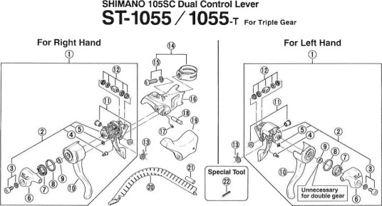 Shimano grepsgummi til ST-1056/A410/A551/A416/A417