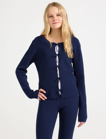 Lindex Sweater With Bows At Front Navy 134/140