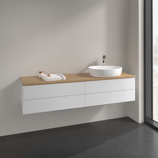 Villeroy & Boch Antao Servantskap med 4 skuffer 160x50x36 cm u/lys Hvit Blank/Eik