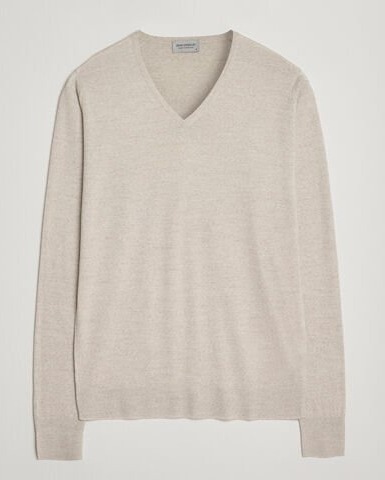 John Smedley Bobby Extra Fine Merino V Neck Pullover Grey Fleece John Smedley Bobby Extra Fine Merino V Neck Pullover Grey Fleece