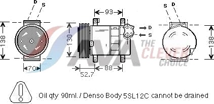 AVA COOLING SYSTEMS FTAK088 AC-kompressor
